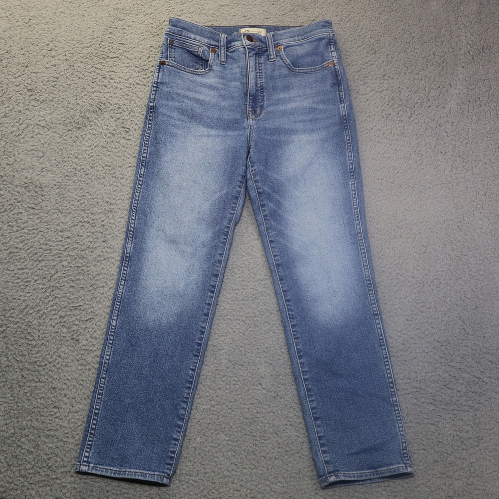 Madewell Stovepipe Jeans High Rise Straight Leg Blue Denim Size 27